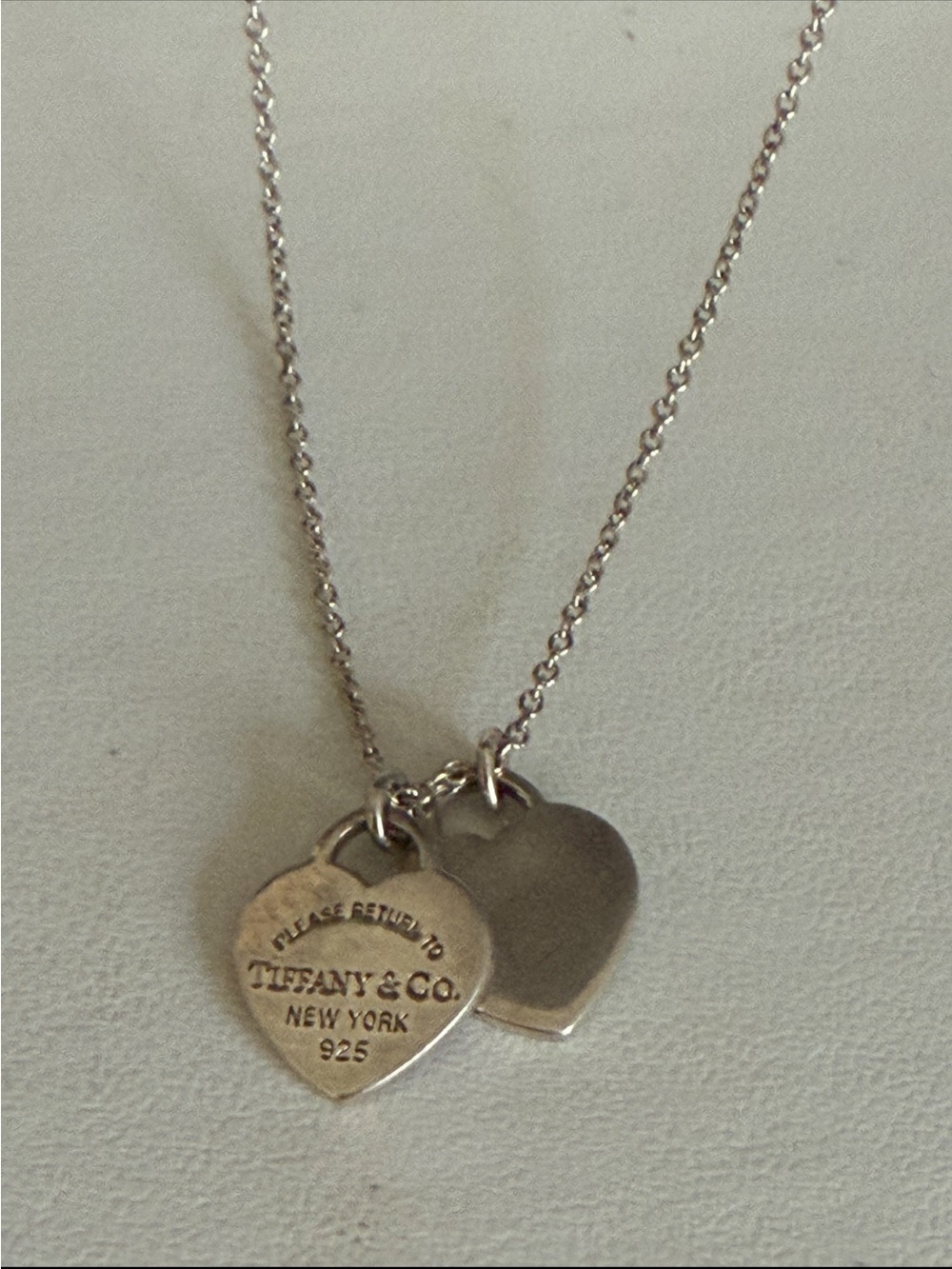 Tiffany & Co. Sterling Silver Double Heart Pendant Necklace - Silver